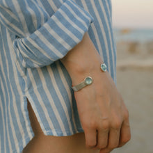 Carica l'immagine nel visualizzatore di Gallery, Bracciale schiava Argento lucido con Acquamarina