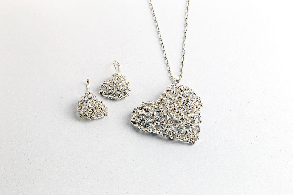 Tuscany Silver Collana Cuore Intrecciato Con Zirconi – Argento 925 Riciclato, Pendente Su Catena Grumetta 46 Cm
